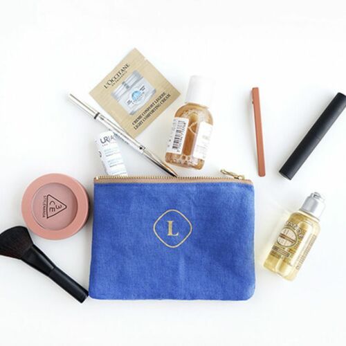Mini Linen Gold Zipper Pouch