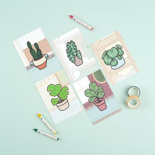 Cozy Home Houseplant Postcard