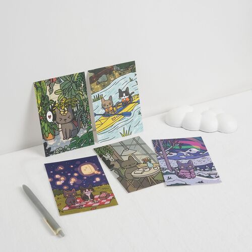 Lana & Tuxedo Cat Postcard