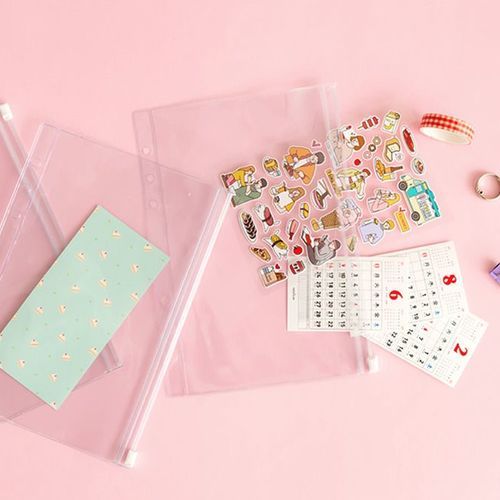 Transparent 6 Ring A5 PVC Zipper Pocket